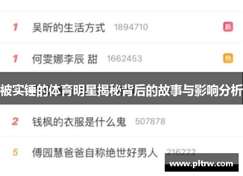 被实锤的体育明星揭秘背后的故事与影响分析